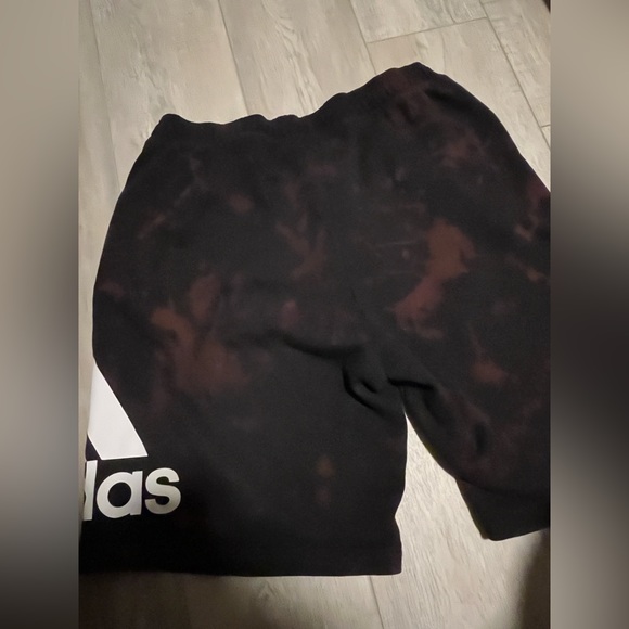 ✨SALE✨Adidas Shorts Mens LARGE Black TieDye Fleece Sweat Elastic Drawstring - Picture 9 of 12